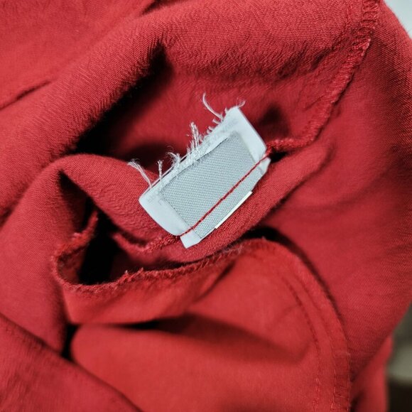 Madewell Red V-Neck Short Sleeve Pocketed Women's Tunic Dress | Size XS - Picture 3 of 7